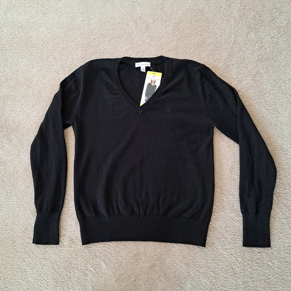 Calvin Klein Jeans V-Neck Sweater Women's Small Black Cotton Knit Top NWT - Picture 10 of 10